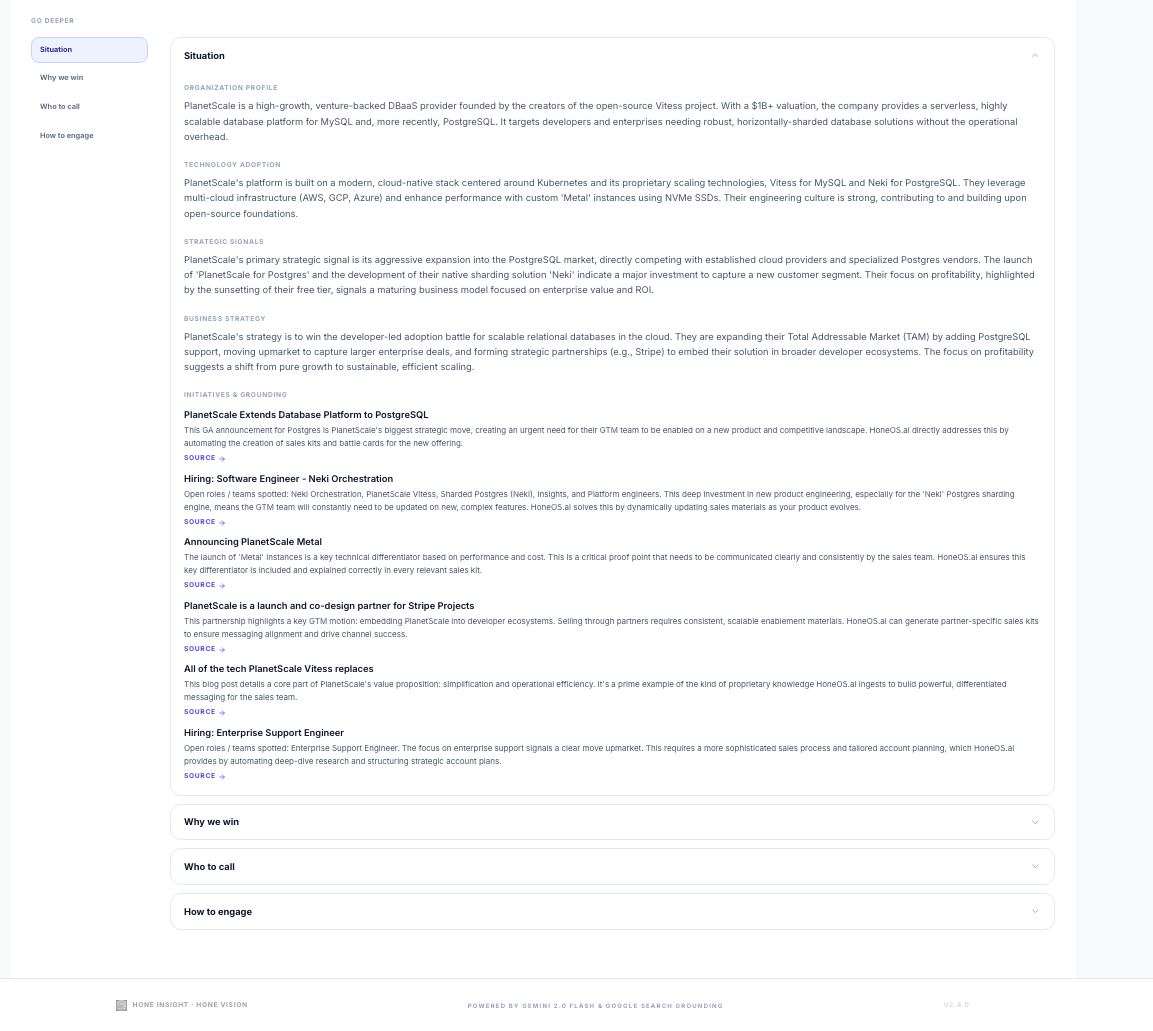 Bottom-line up front: strategic thesis and immediate next steps at the top of the report.